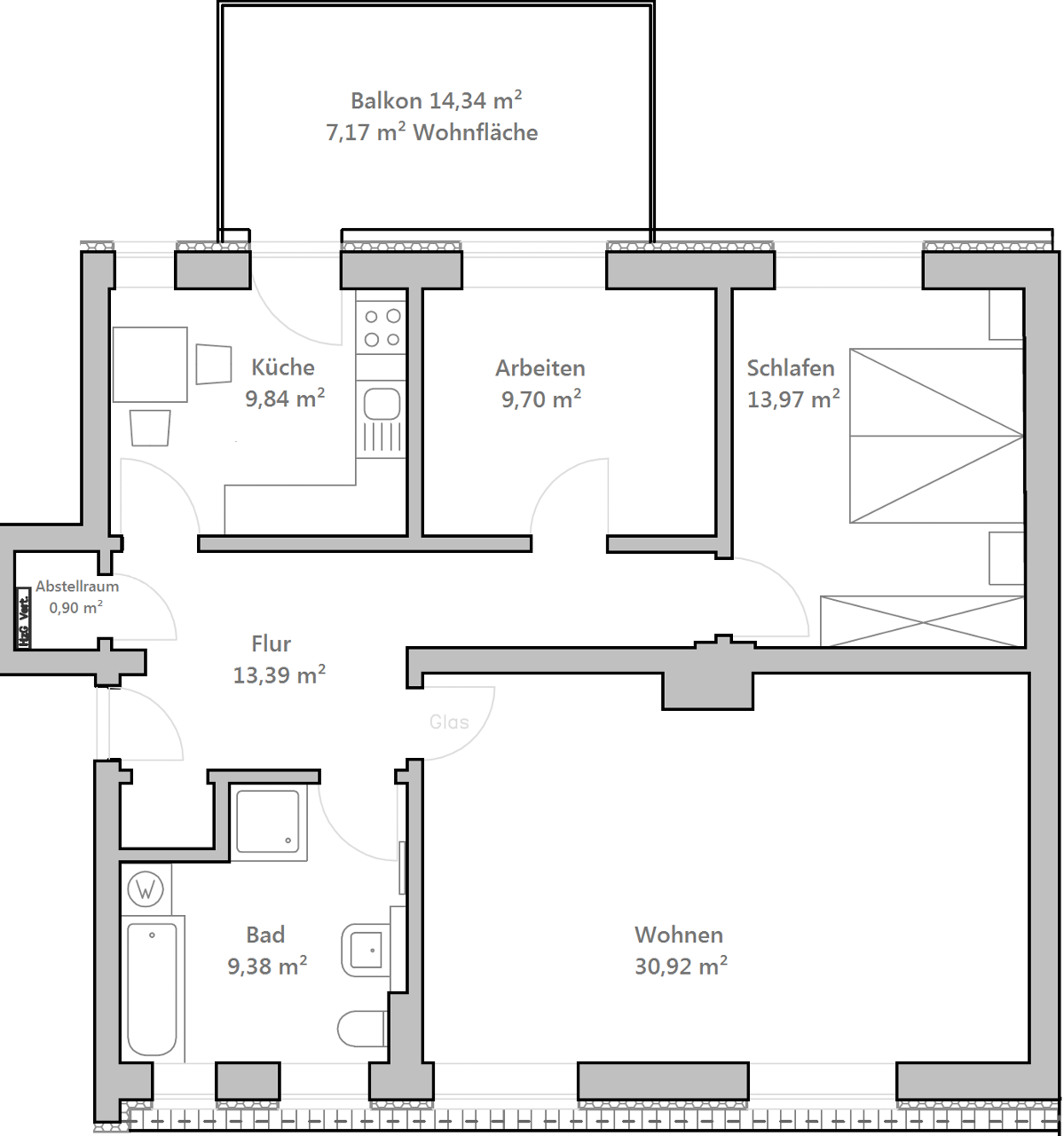 Quartett 3 (Dreiraumwohnung, 94,50 m²)