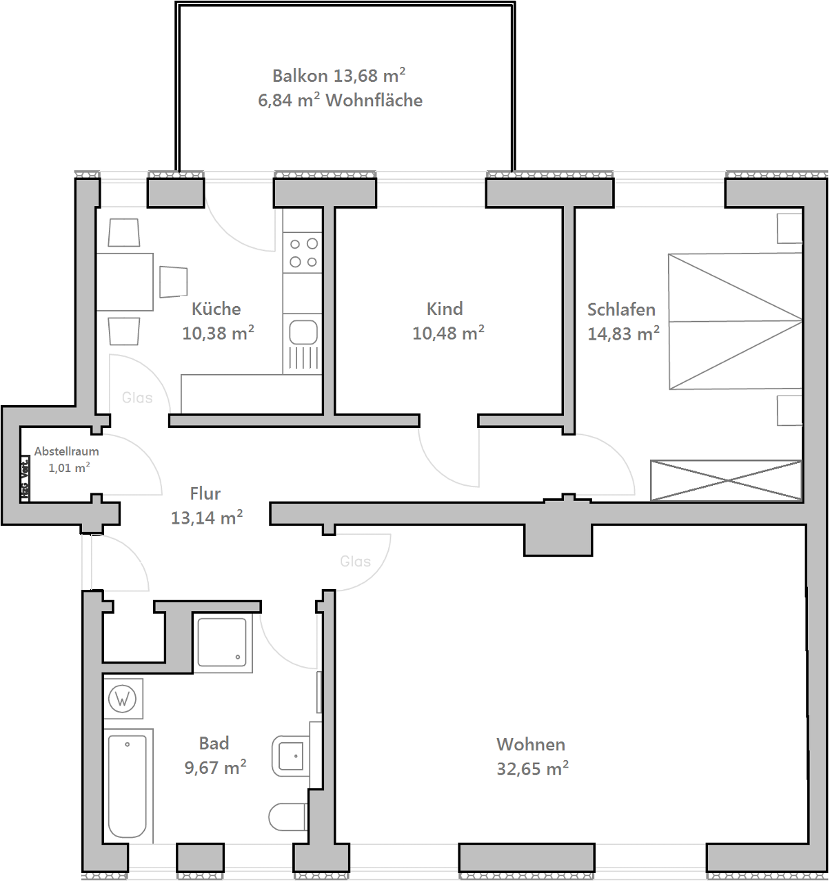 Quartett 2 (Dreiraumwohnung, 98,10 m²)